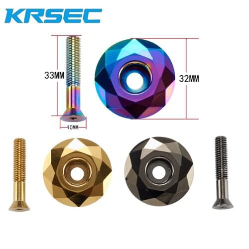 KRSEC Bicycle Headset Cap Bolt Cover with Bolts,Bike Headset Top Cap Rainbow Color Aluminum Alloy for Mountain Road Bike,MTB