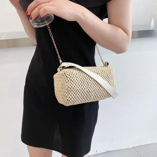 Summer new idyllic woven handbag beach travel straw woven underarm bag trend all-match shoulder bags messenger small square bag