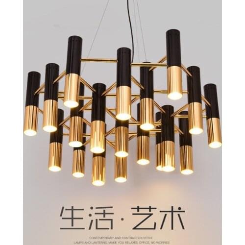 Nordic postmodern designer metal water tube light package coffee shop dining room bar villa Chandelier