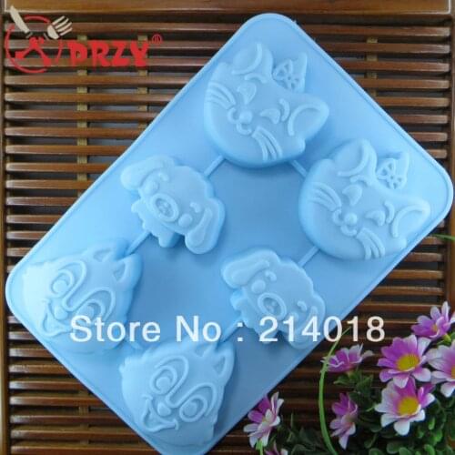 Cartoon cookies silicone mold 6 patterns silica gel fondant cake molds cute DIY chocolate cake decorating tools