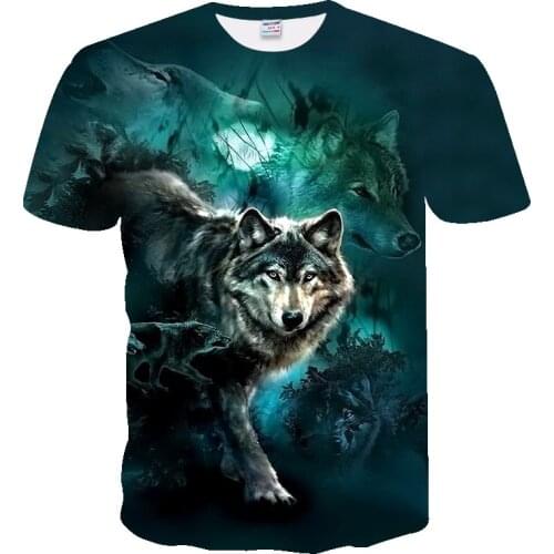 2020 Newest Wolf 3D Print Tops Animal Cool Funny T-Shirt Men Short Sleeve Summer T Shirt Wolf family Tshirt Male Fashion T-shirt