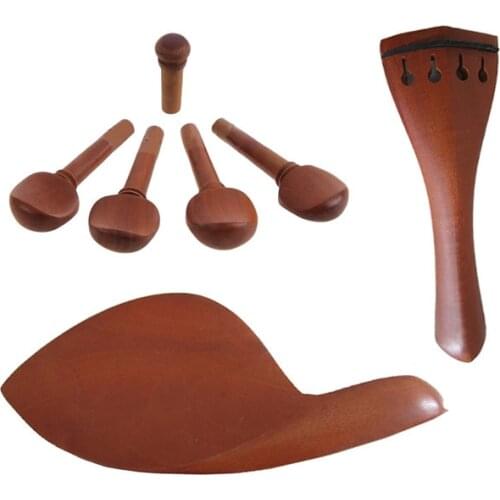 One Set of Violin ChinRest Drawplates Knob Violino Tailpiece and Pegs 4/4 3/4 1/2 1/4 Size Jujube Wood Accessories
