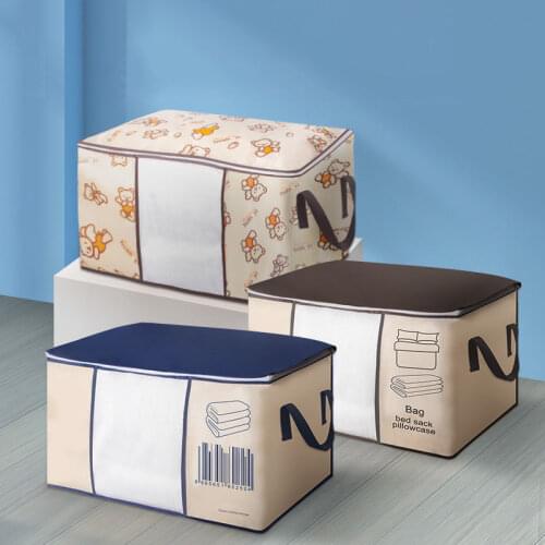 Portable Non-Woven Clothes Storage Bag Folding Save Space Pillow Quilt Blanket Divider Bedding Organizer Accessories Supplies