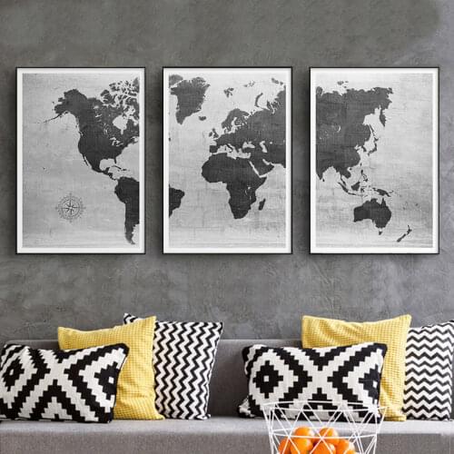 Classical World Map Poster Nordic Style Wall Art Background Decoration Canvas Painting for Living Room Home Decor Aisle Office