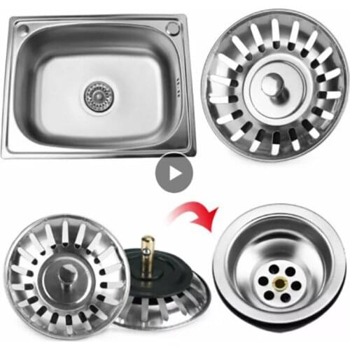 Sink Strainer Stopper Sewer Outfall Strainer Drain Plug Sewer Filter Kitchen Stainless Steel Durable Bathroom Hair Catcher Tool