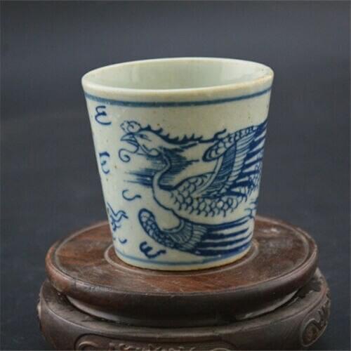 Chinese Old Porcelain Phoenix Pattern Painting Wine Glass Chinese Style Kungfu Teacup And Water Cup
