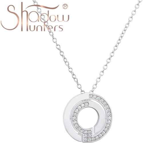 SHADOWHUNTERS Original 925 Sterling Silver Necklace With Round Clear Zircon CZ Pendant Collier Luxe Europe Luxury Jewelry Female
