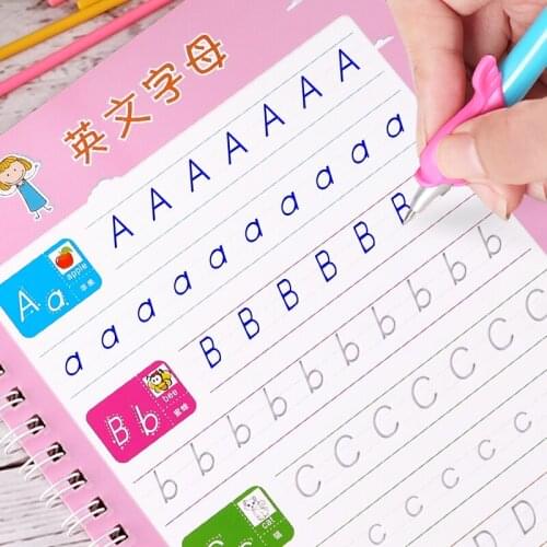 Reusable English Alphabet Copybook Drawing Toys Hand Writing Groove Auto Fades Educational Toys For Kids School Supplise