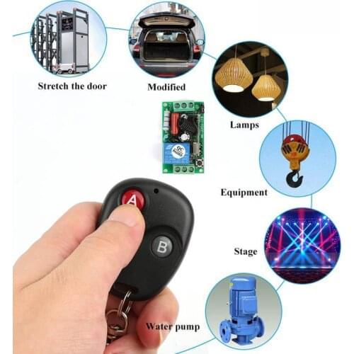 433MHz Universal Wireless Remote Control AC220V 2CH rf Relay Receiver and Transmitter for Universal Garage door and gate Control