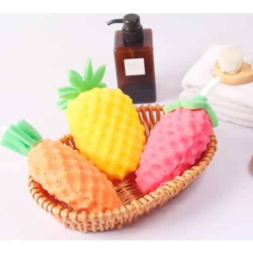 ZhangJi Soft Bath Sponge Ball FruiExfoliating Massager Cleaning Shower Brush Fruit Sponge 3 Pack Kids Adults Bathroom Supplies