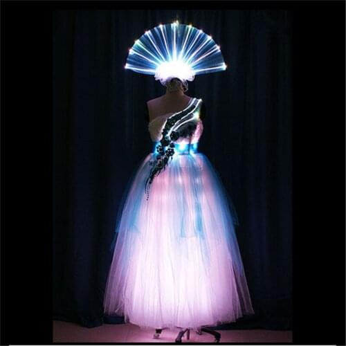 Women programmable full color led light dress party birthday celebrate wears singer skirt evening outfit RGB colorful costume dj