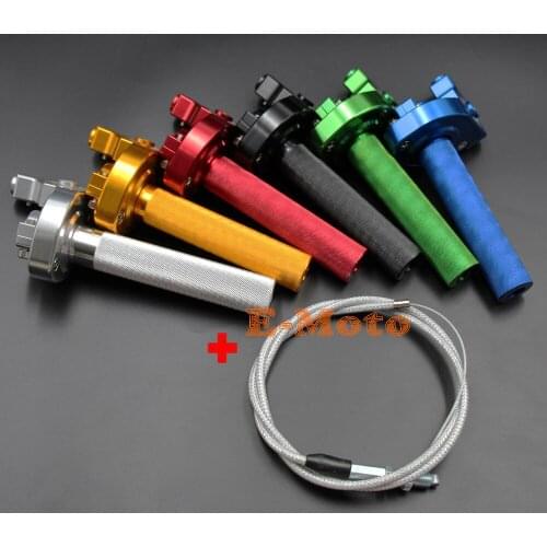 22MM 7/8'' CNC Aluminum Throttle Tube Clamp Twist with Throttle Cable For XR CRF 50 70 100 Pit Bike NEW E-Moto