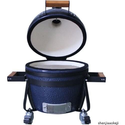 14-Inch Outdoor Ceramic Mini barbecue Grill High Temperature Resist Desktop BBQ Charcoal Grill for Party/Home/Garden/camping 1pc