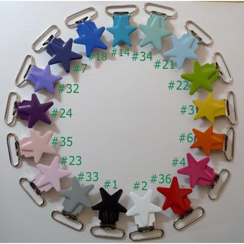 170pcs 1'' 25mm 17 Colors Assorted Enamel Star Suspender Clips