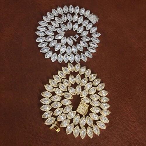 2020cz Diamond Tennis pointed hip hop jewelry necklace