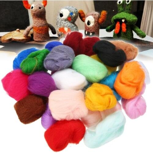 36 Colors 3g Felting Wool Fiber Wool Felt Starter DIY Kit For Needle Felting Roving DIY Hand Spinning Sewing Mold Weaving Fiber