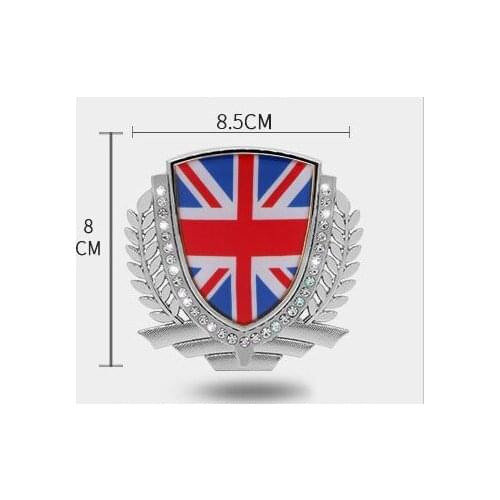 3D Auto Metal Silver Britain UK Flag Grain Car Emblem Badges Decals Stickers Automobile Accessories