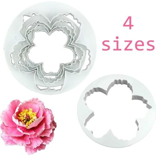 4/5pcs Snowflake Peony Flower Petal Shape Cookies Cutter Fondant Cake Decorating Tools Kitchen Pastry Accessories Gadget Sets