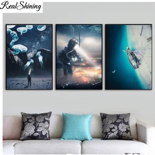 5 pcs diamond embroidery Surrealism Underwater World Sea diamond painting full square drill mosaic picture of rhinestones diy 5d