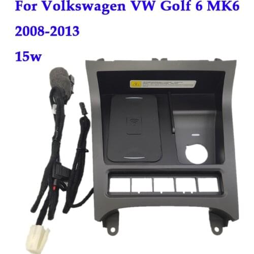 Wireless Charger For Volkswagen VW Golf 6 MK6 5K1 Fast Charging Phone Plate 1Set ABS Plastic Material Car 15W QI 2008-2013