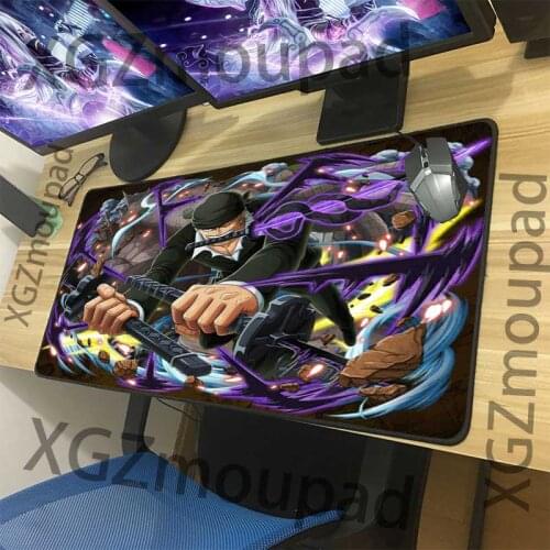 XGZ Large Anime Mouse Pad Black Precision Lock Edge Cartoon One Piece Swordsman Zoro Custom Computer Table Mat Rubber Non-slip