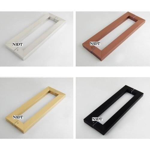 CC400MM Stainless Steel Rectangle Square Tube Entrance Glass Door Pull Back To Back Commercial Entrance Matte Black Rose Gold
