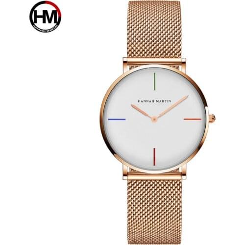 Top Brand Fashion simple style 36mm Black Dial Japan Quartz Movement Women Stainless Steel Mesh Waterproof Ladies Watch