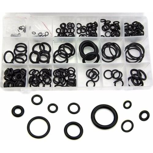 225pcs/lot Black Rubber O Ring Gasket 18 Sizes Rubber Washer Auto Air Conditioner Gasket Seals Assortment With O Rings Kit