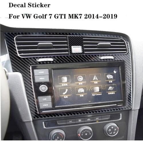 For VW Golf 7 GTI MK7 2014-2019 Car Carbon Fiber Sticker Console Center GPS Navigation Panel Cover Trim Frame Decal Sticker