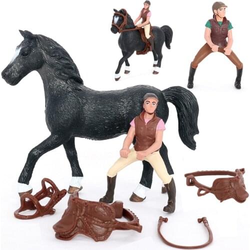 Farm Riding Horse Figurine Animal Action Figures Toy Horse Rider Figures Model Collectible Doll Educational Toys For Kids Gifts