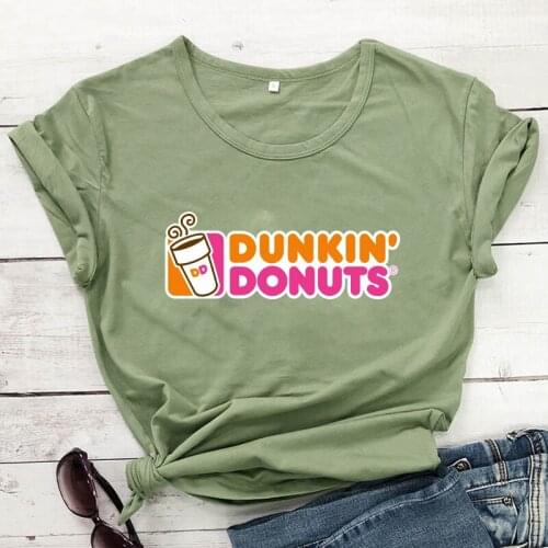 DUNKIN DONUTS T-shirt Funny letter graphic print Shirts summer style trendy shirt women casual vintage tee goth top