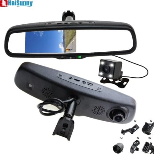 HaiSunny Full 1080P 170 Degree 5 Inch IPS Screen Car DVR Video Recorder Parking Rear View Rearview Mirror Monitor Camera