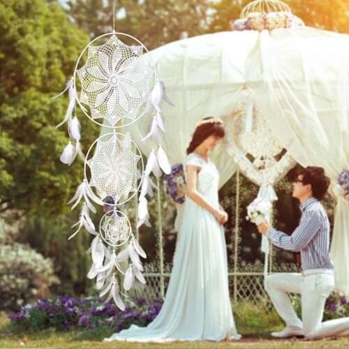 Dream Catcher Wedding Women White Handmade Home Hanging Pendant Big Dream Catcher Wall Art Ornament Hangings Decorations