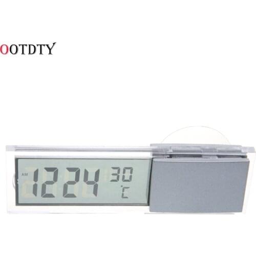 Mini 2 in 1 LCD Digital Auto Car Truck Clock + Thermometer With Suction Cup Temperatural Instruments