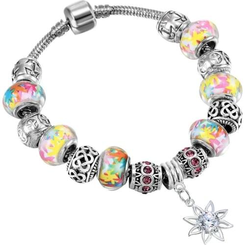 Fashion cute cartoon pendant bracelet women color large beaded bracelet bohemian simple style jewelry gifts