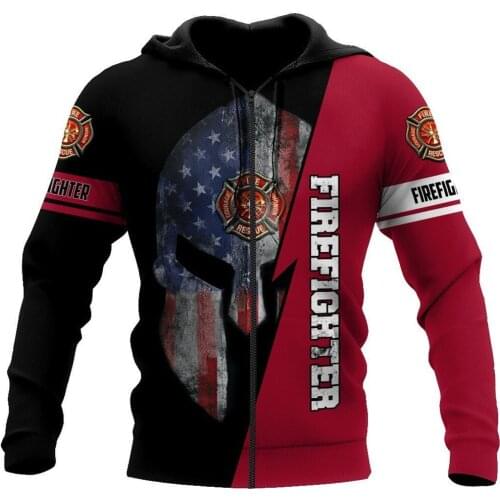 Firefighter 3D All Over Printed Men Zipper Hoodie Autumn and Winter Fashion Sweatshirt Unisex Harajuku Casual Hoodie