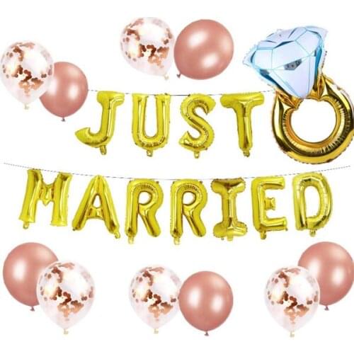Set of 12 Just Married Balloons Just Married Banner Bridal Shower Party Balloons Bridal Shower Party Decoration Wedding Party De
