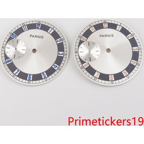 Parnis 38.3mm silver watch dial suitable for ETA 6497 ST3600 hand winding movement watch parts watch face