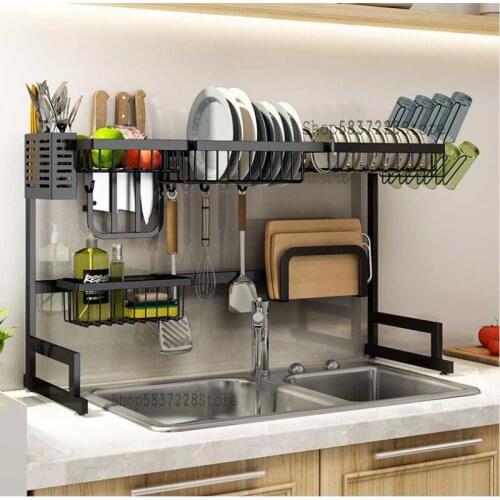 Shelf above the sink, sink stainless steel dish rack, sink storage rack, kitchen utensils drain rack