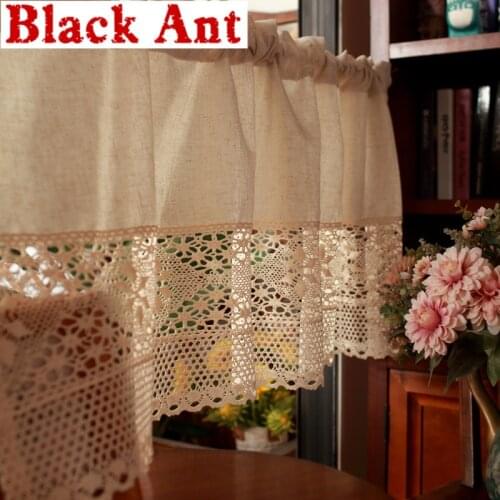 Stitching Wardrobe Half Curtain Semi-Permeable Short Curtain Crochet Cabinet American Country Style Door Home Decora DL-JD951#20