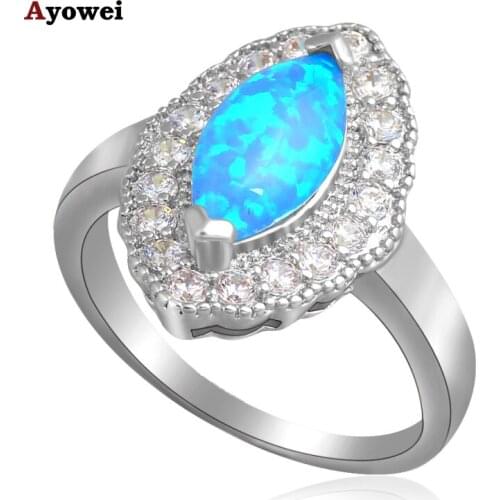 Engagement design Blue fire Opal 925 Silver Zirconia Rings fashion jewelry USA size #6.75 #6.5 #7.75 OR457A