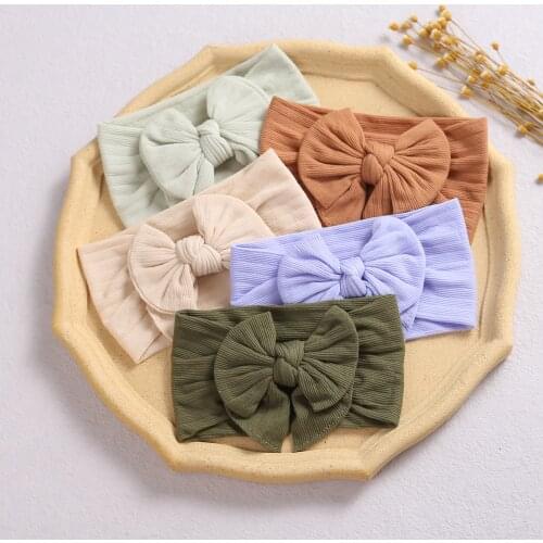 Nylon Fabric Bows Headbands For Girls Hair Bands Stripe Bow Headwraps Soft Newborn Baby Headband Fashion Hair Accessories 2021