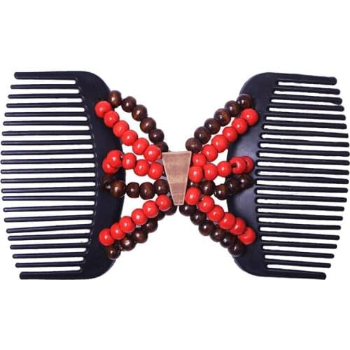 Retro Double Beaded Hair Magic Comb Clip Beads Elasticity Hairpin Stretchy Hair Combs Pins for Women Hair Accessories hair brush
