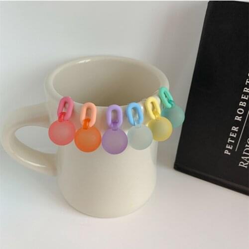 Korea Candy Color Frosted Bubbles Balloon Earrings Sweet Chain Colorful Beads Aesthetic Resin Earrings For Women Fashion Jewelry