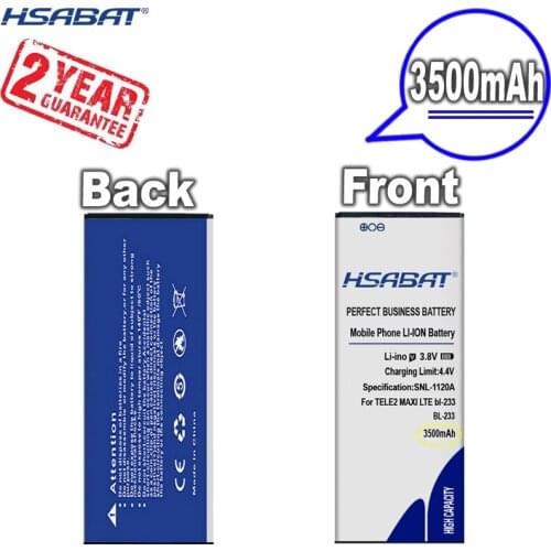 New Arrival [ HSABAT ] 3500mAh BL-233 Replacement Battery for TELE2 MAXI LTE bl-233