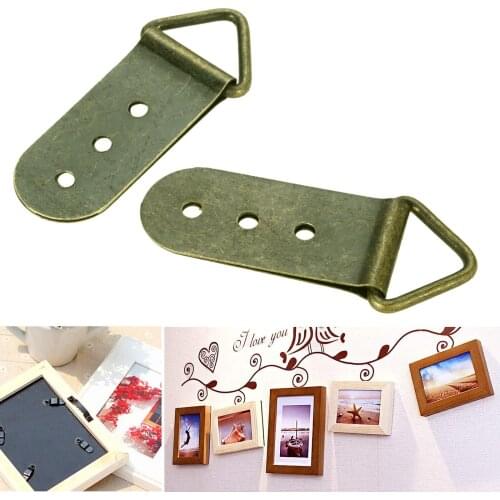 2-20pcs Triangle D Ring Hangers Photo Frame Hooks Picture Hanging with screws 27mmx64mm Antique Bronze Metal for Painting Mirror