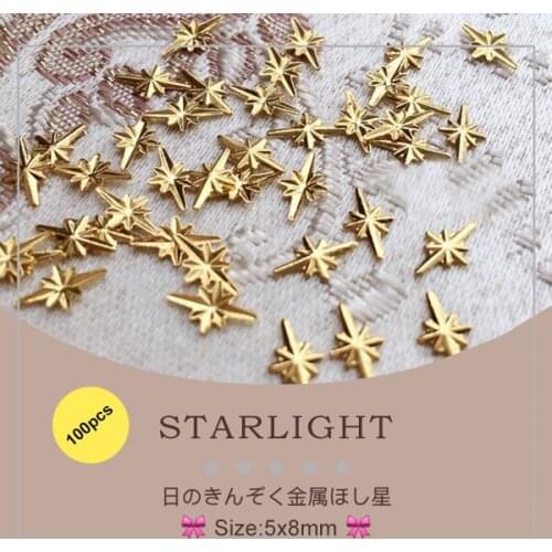 Free shipping 100pcs gold/silver metal nail art charms stardust starlight shinning stud/rivet nail art decorations Japan nails