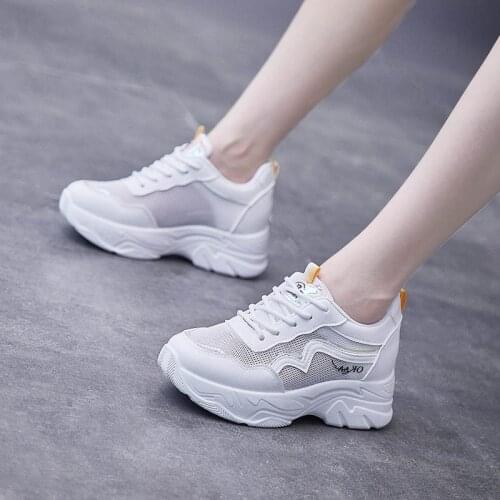 Womans Leather Sports Sneakers Casual Shoes Thick Sole 2021 Fashion Female Comfortable Footwear Women Chunky Sneakers