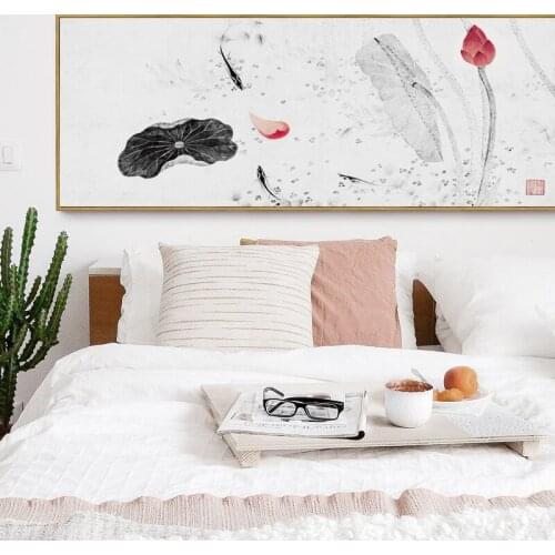 07G Modern Nordic Lotus Banners Canvas Art Painting Print Poster Picture Bedroom Bedside Living Room Home Wall Decoration