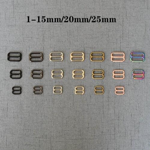 1 Pcs/Lot 15mm 20mm 25mm Solid Brass Tri Glides Slide Bar Rectangle Adjuster Buckle for Leather Craft Bag Shoulder AB29507
